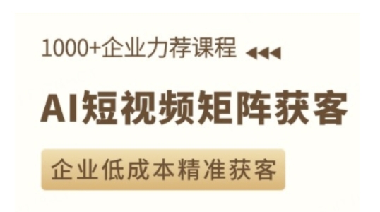 AI短视频矩阵获客实操课，企业低成本精准获客-氢气球网创资源库