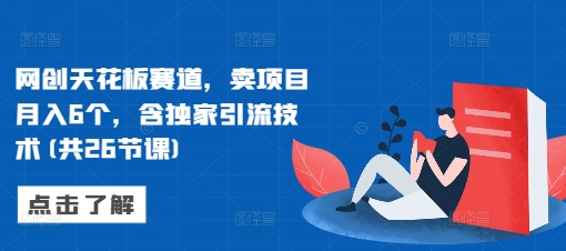 网创天花板赛道，卖项目月入6个，含独家引流技术(共26节课)-氢气球网创资源库