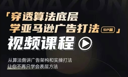穿透算法底层，学亚马逊广告打法SP篇，从算法侧讲广告架构和实操打法，让你不再只学会表层方法-氢气球网创资源库