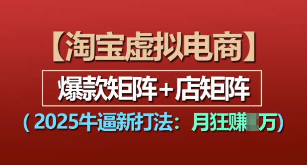淘宝虚拟电商，2025牛逼新打法：爆款矩阵+店矩阵，月入过万-氢气球网创资源库