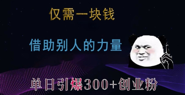 仅需一块钱，借助别人的力量，单日引爆300+创业粉、兼职粉【揭秘】-氢气球网创资源库