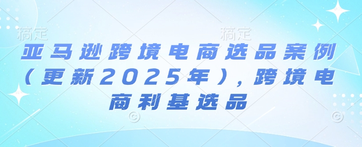 亚马逊跨境电商选品案例(更新2025年)，跨境电商利基选品-氢气球网创资源库