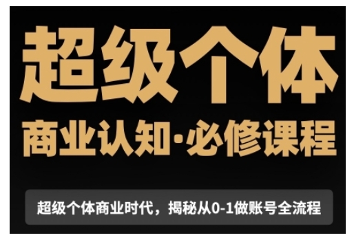 超级个体商业认知觉醒视频课，商业认知·必修课程揭秘从0-1账号全流程-氢气球网创资源库