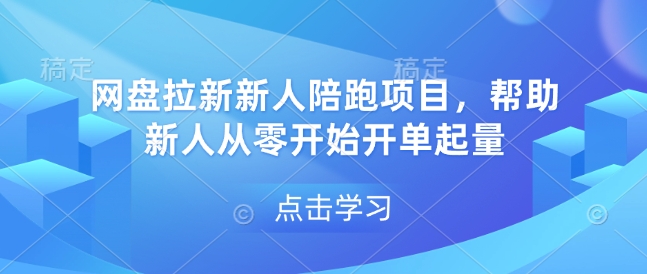 网盘拉新新人陪跑项目，帮助新人从零开始开单起量-氢气球网创资源库