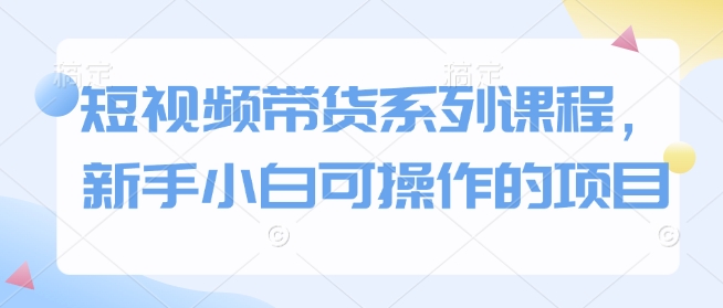短视频带货系列课程，新手小白可操作的项目-氢气球网创资源库
