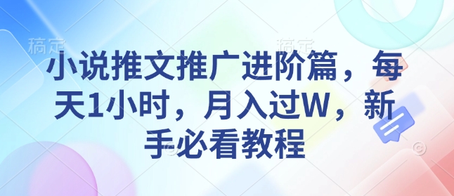 小说推文推广进阶篇，每天1小时，月入过W，新手必看教程-氢气球网创资源库