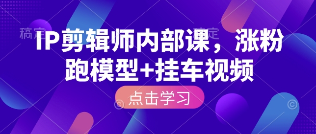 IP剪辑师内部课，涨粉跑模型+挂车视频-氢气球网创资源库