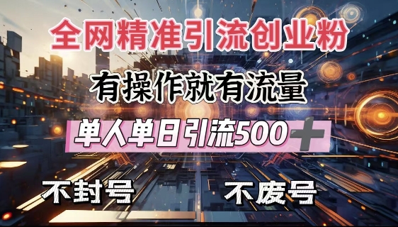 全网独家引流创业粉，有操作就有流量，单人单日引流500+，不封号、不费号-氢气球网创资源库