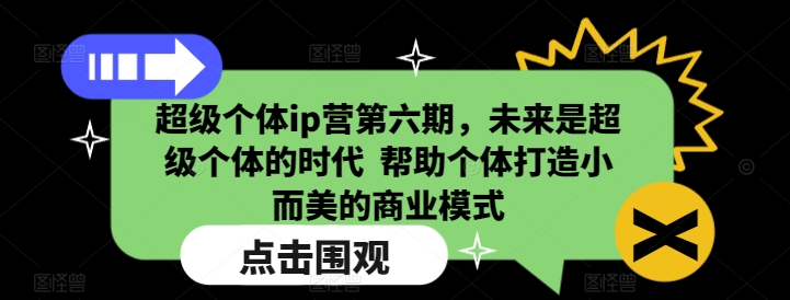 超级个体ip营第六期，未来是超级个体的时代  帮助个体打造小而美的商业模式-氢气球网创资源库