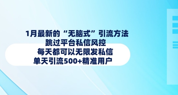 1月最新的无脑式引流方法，跳过平台私信风控，每天都可以无限发私信，单天引流500+精准用户-氢气球网创资源库