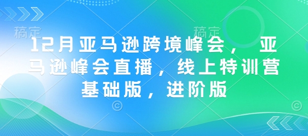 12月亚马逊跨境峰会， 亚马逊峰会直播，线上特训营基础版，进阶版-氢气球网创资源库