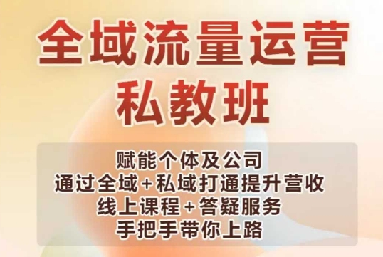 全域流量运营操盘课，赋能个体及公司通过全域+私域打通提升营收-氢气球网创资源库