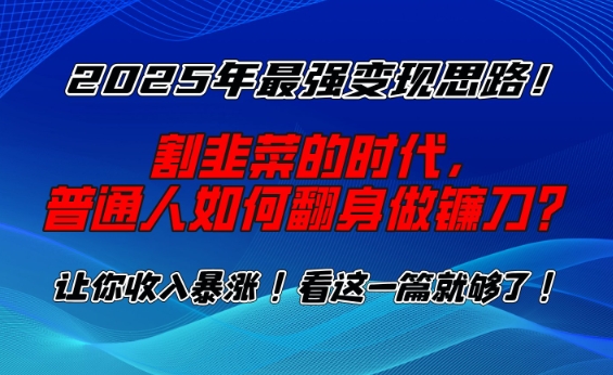2025年最强变现思路，割韭菜的时代， 普通人如何翻身做镰刀？【揭秘】-氢气球网创资源库