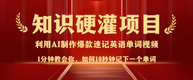 知识硬灌，10秒钟让你记住一个单词，3分钟一个视频，日入多张不是梦-氢气球网创资源库