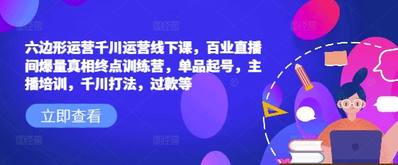 六边形运营千川运营线下课，百业直播间爆量真相终点训练营，单品起号，主播培训，千川打法，过款等-氢气球网创资源库