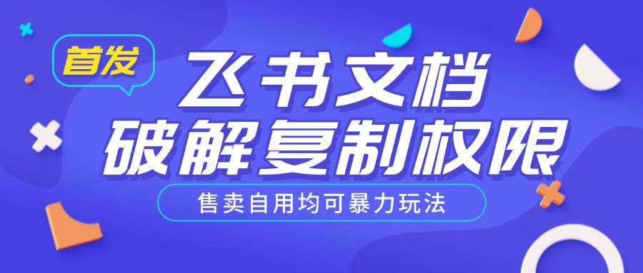 首发飞书文档破解复制权限，售卖自用均可暴力玩法-氢气球网创资源库