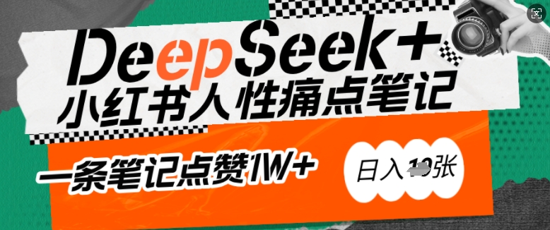 AI赋能小红书爆款秘籍：用DeepSeek轻松抓人性痛点，小白也能写出点赞破万的吸金笔记，日入多张-氢气球网创资源库