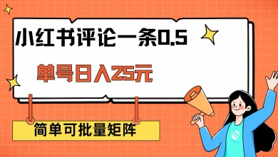 小红书评论一条0.5元 单账号一天可得25元 可矩阵操作 简单无脑靠谱【揭秘】-氢气球网创资源库