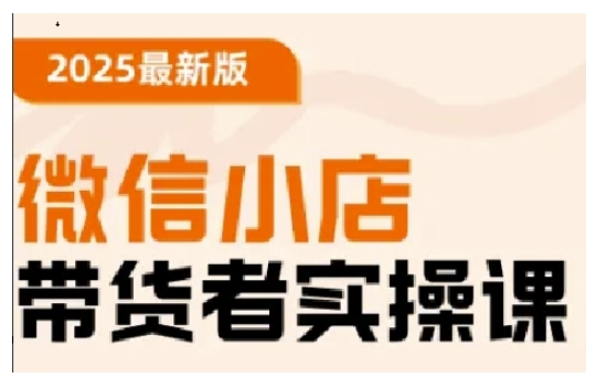 2025最新版微信小店带货者实操课，基础操作到高级运营技巧，快速上手-氢气球网创资源库