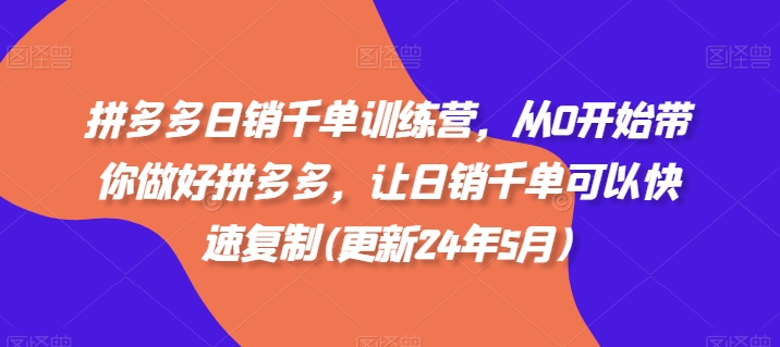 拼多多日销千单训练营，从0开始带你做好拼多多，让日销千单可以快速复制(更新25年2月)-氢气球网创资源库