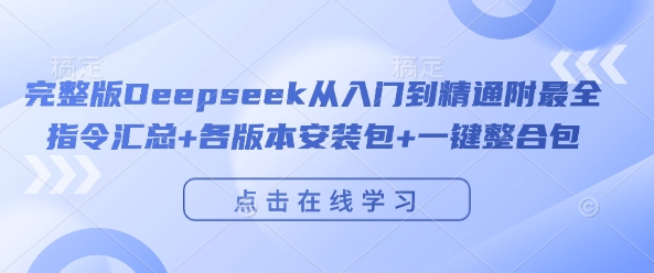 完整版Deepseek从入门到精通附最全指令汇总+各版本安装包+一键整合包-氢气球网创资源库