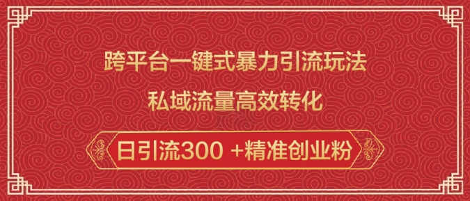 跨平台一键式暴力引流玩法，私域流量高效转化日引流300 +精准创业粉-氢气球网创资源库