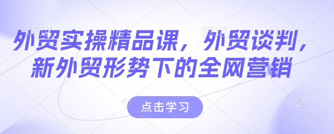 外贸实操精品课，外贸谈判，新外贸形势下的全网营销-氢气球网创资源库