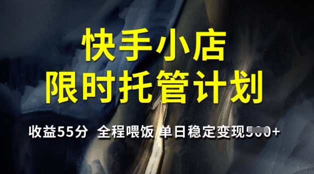 快手小店限时托管计划，收益55分，全程喂饭，单日稳定变现5张【揭秘】-氢气球网创资源库