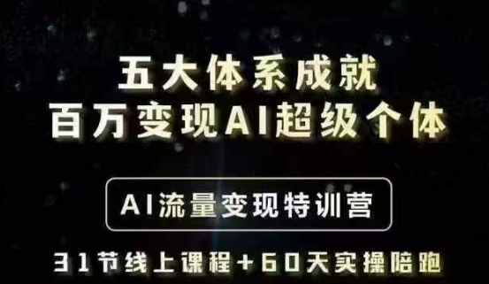 五大体系成就百万变现AI超级个体- AI流量变现特训营，一步一步教你一个人怎么年入百W-氢气球网创资源库