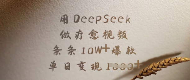 用DeepSeek做疗愈视频，条条10W+爆款，单日变现多张-氢气球网创资源库