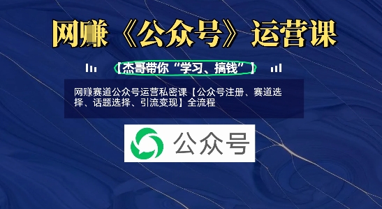 网创赛道公众号运营私密课【公众号注册、赛道选择、话题选择、引流变现】全流程-氢气球网创资源库
