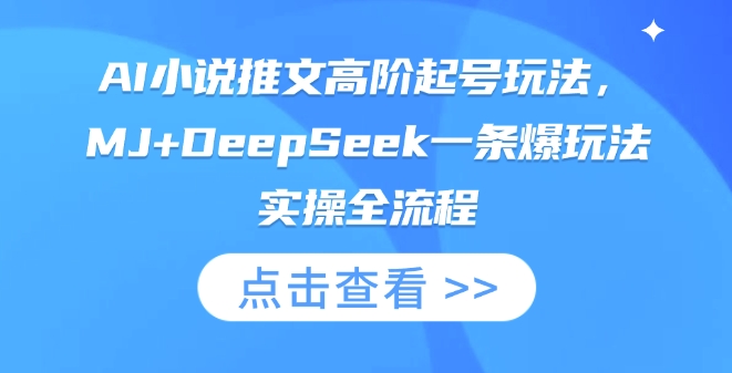 AI小说推文高阶起号玩法，MJ+DeepSeek一条爆玩法实操全流程-氢气球网创资源库