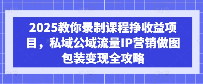 2025教你录制课程挣收益项目，私域公域流量IP营销做图包装变现全攻略-氢气球网创资源库