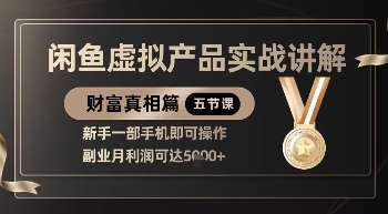 精品！闲鱼虚拟产品实战讲解，新手一部手机即可操作，副业月利润可达5k+-氢气球网创资源库