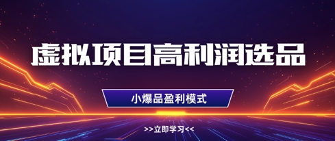 虚拟项目高利润选品方法，做好单店利润1W+，可多店倍增利润-氢气球网创资源库
