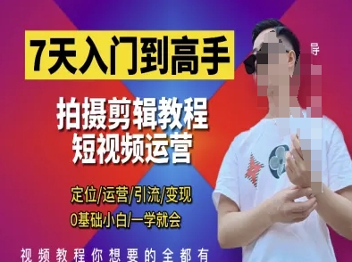 7天入门到高手，短视频剪辑运营高手课，定位 运营 引|流 变现，0基础小白一学就会-氢气球网创资源库