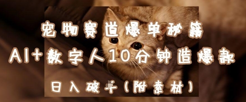宠物赛道爆单秘籍：AI+数字人10分钟造爆款，日入1k-氢气球网创资源库