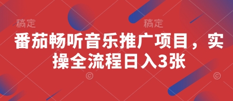 番茄畅听音乐推广项目，实操全流程日入3张-氢气球网创资源库