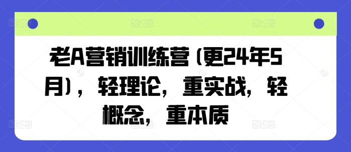老A营销训练营(更25年4月)，轻理论，重实战，轻概念，重本质-氢气球网创资源库