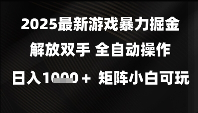 2025最新游戏暴力掘金解放双手，全自动操作，日入1k+矩阵，小白可玩【揭秘】-氢气球网创资源库
