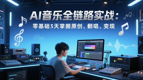 AI音乐全链路实战变现课：零基础3天掌握原创、翻唱、变现-氢气球网创资源库
