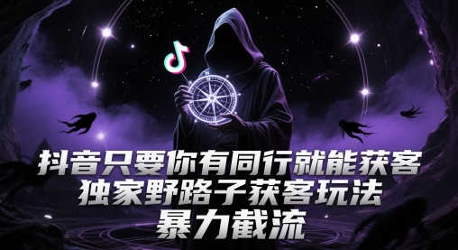 抖音只要你有同行就能获客，独家野路子获客玩法，暴力截流【揭秘】-氢气球网创资源库