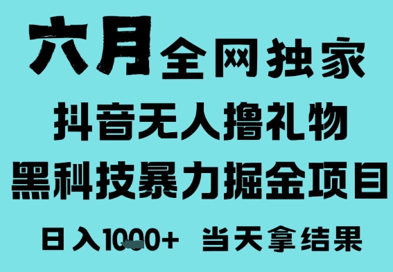 25年6月高爆抖音无人直播最新撸音浪掘金项目，门槛低小白可做，无脑日入1k，可矩阵放大【揭秘】-氢气球网创资源库