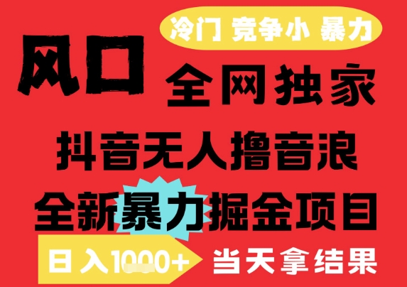 25年6月高爆抖音无人直播最新撸音浪掘金项目，解放双手小白可做，无脑日入1k+，门槛低【揭秘】-氢气球网创资源库