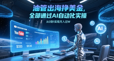 油管出海挣美金，全部通过AI自动化实操，从0到1实现月入过W-氢气球网创资源库