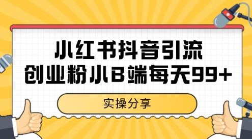 小红书抖音创业粉，小B端粉自热，日引99+的一个玩法【揭秘】-氢气球网创资源库
