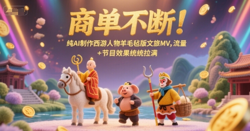 商单不断！纯AI制作西游人物羊毛毡版文旅MV，流量+节目效果统统拉满-氢气球网创资源库