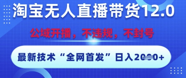 淘宝无人直播带货12.0，最新技术，不封号，不违规，操作简单，开播爆单，日入多张【揭秘】-氢气球网创资源库