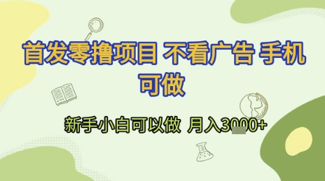 首发零撸项目 不看广告 手机可做 新手小白可以做  月入3k+【揭秘】-氢气球网创资源库