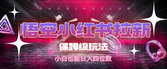 悟空小红书拉新，保姆级玩法，小白也能日入四位数-氢气球网创资源库